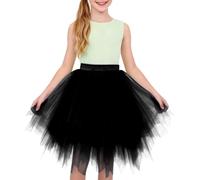 Mjjsk Jupes Tutu en Tulle pour Filles, Jupes de Danse à Couches pour Enfants, Jupe Princesse pour Anniversaire, Mini Jupe pour Fête de Carnaval, Jupe Fantaisie Pettiskirt, 01 Noir, 2-8 ans