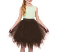 Mjjsk Jupes Tutu en Tulle pour Filles, Jupes de Danse à Couches pour Enfants, Jupe Princesse pour Anniversaire, Mini Jupe pour Fête de Carnaval, Jupe Fantaisie Pettiskirt, Marron (01), 2-8 ans