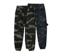 Mjjsk Lot de 2 pantalons cargo pour garçons - Camouflage - Pantalon de jogging d'extérieur - Taille élastique - Pantalon de jogging décontracté et confortable, camouflage, 13-14 ans