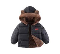 Mjjsk Manteau d'hiver pour filles - Doudoune rembourrée en polaire chaude - Parka à capuche épaisse - Manteau matelassé pour tout-petits, Noir , 3-4 ans