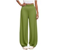Mjjsk Pantalon de jogging ample pour filles - Jambe droite - Pantalon d'école ample respirant et doux - Taille élastique - Pantalon de survêtement confortable, Vert, 9-10 ans