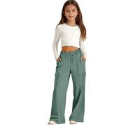 Mjjsk Pantalon de jogging ample pour filles - Pantalon d'école tendance - Doux et décontracté - Pantalon de jogging athlétique surdimensionné - Pantalon de survêtement ample, Y1-1-Vert, 13-14 ans