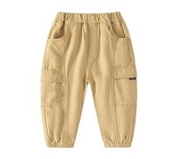 Mjjsk Pantalon de jogging cargo fin pour enfants, garçons et filles, taille élastique, décontracté, classique, à enfiler, vintage, uni, pantalon de jogging, Y2-1-kaki, 3-4 ans