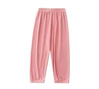 Mjjsk Pantalon de jogging décontracté doux respirant à taille élastique pour enfants Pantalon de jogging léger pour enfants Pantalon d'été Vêtements de sport pour enfants, Y1-1-Rose, 8-9 ans
