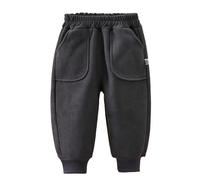 Mjjsk Pantalon de jogging en velours côtelé doublé en polaire pour garçon - Taille élastique - Style décontracté et confortable - Pantalon de jogging classique uni, 10-11 ans