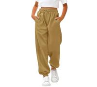 Mjjsk Pantalon de sport décontracté pour filles - Unisexe - Classique - Doux - Pantalon de jogging uni, doré, 5-6 ans