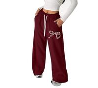 Mjjsk Pantalon de survêtement ample décontracté pour fille - Taille élastique - Tendance - Surdimensionné - Avec poches, Rouge, 2-3 ans