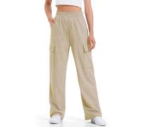 Mjjsk Pantalon de survêtement ample pour filles - Taille élastique - Pantalon de jogging décontracté doux à jambes larges - Pantalon d'été léger et confortable, Y2-1-beige, 4-5 ans