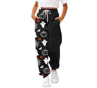 Mjjsk Pantalon de survêtement pour filles Halloween squelette fantômes mode jogging taille élastique pantalon décontracté pour enfants pantalon de jogging confortable pantalon doux, Y1-1-Gris, 13-14
