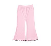 Mjjsk Pantalon d'école évasé pour filles - Taille élastique - Décontracté - Doux - À enfiler - Tendance - Uni - Bas cloche - Pantalon de jogging, Y2-1-Rose, 5-6 ans