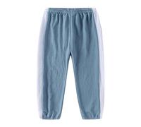 Mjjsk Pantalon d'été léger pour fille - Taille élastique - Pantalon sarouel décontracté doux et respirant - Pantalon de jogging confortable pour enfants, Y2-1-Bleu clair, 9-10 ans