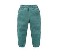 Mjjsk Pantalon pour petites filles en velours côtelé - Pantalon thermique doublé en polaire pour l’hiver - Taille élastique - Pantalon de jogging décontracté et doux, Vert, 4-5 ans