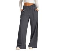 Mjjsk Pantalons de sport pour filles avec taille élastique - Jogging ample - Pantalons décontractés pour enfants - Légers et confortables pour l'été - Molleton large à jambes larges, gris foncé, 8-9