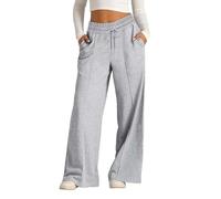 Mjjsk Pantalons de sport pour filles avec taille élastique - Jogging ample - Pantalons décontractés pour enfants - Légers et confortables pour l'été - Molleton large à jambes larges, gris, 12-13 ans