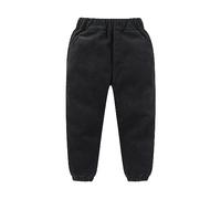 Mjjsk Pantalons en velours pour garçons avec doublure en polaire pour enfants, pantalons d’hiver chauds avec élastique à la taille, jogging décontracté confortable, joggers classiques unis, Noir , 9