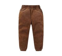 Mjjsk Pantalons en velours pour garçons avec doublure en polaire pour enfants, pantalons d'hiver chauds élastiques confortables pour jogging décontracté, joggers classiques unis, marron, 5-6 ans