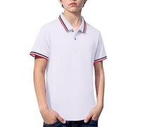 Mjjsk Polos scolaires pour enfants unisexes garçons filles à manches courtes - Polos classiques T-shirts respirants et doux pour le sport quotidien et l'école, blanc, 11-12 ans