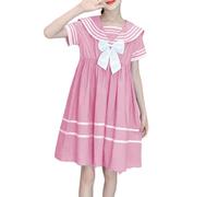 Mjjsk Robe de marin pour fille avec nœud papillon, rose, 9-10 ans