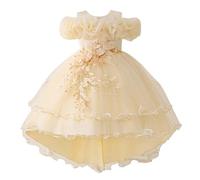 Mjjsk Robe de princesse en tulle pour fille, beige, 5 ans