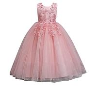 Mjjsk Robe de princesse en tulle pour fille, rose, 11-12 ans