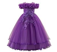 Mjjsk Robe de princesse en tulle pour fille, violet, 9-10 ans
