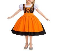 Mjjsk Robe d'Halloween pour fille - Robe de princesse en tulle - Pour anniversaire, vacances, bal de fin d'année, carnaval, journée mondiale du livre, A-2-Orange, 11 ans