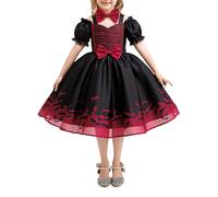 Mjjsk Robe d'Halloween pour filles, déguisement gothique, sorcière, vampire, tendance, princesse, fête d'anniversaire, vacances, carnaval, Rouge, 7-8 ans