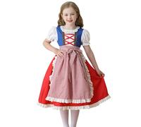 Mjjsk Robe Dirndl pour filles - Robe de fête pour enfants, N-Blue, 7-8 ans
