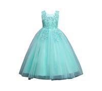 Mjjsk Robe princesse en tulle pour filles à fleurs, Vert M, 8-9 ans