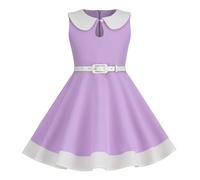 Mjjsk Robes pour filles années 1950 vintage sans manches trapèze robe de soirée trapèze rétro vacances princesse robe de bal mignon d'été vêtements pour enfants A21, violet, 7-8 ans