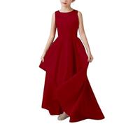 Mjjsk Robes pour Filles - Élégante Robe de soirée Longue pour Enfants - pour Mariage, Demoiselle d'honneur, cérémonie, Bal de Promo, fête de Princesse, Concours de beauté, Robe de Danse, Rouge, 7-8