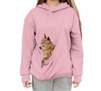 Mjjsk Sweat à capuche confortable et chaud pour enfants avec poche pour chat et chien, rose, 6-7 ans
