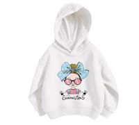 Mjjsk Sweat à capuche pour filles - Motif chat mignon - Pour enfants - Kawaii - Animaux de dessin animé - Pull à capuche amusant pour enfants - Mode, Z2-1-Blanc, 7-8 ans