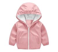 Mjjsk Veste à capuche zippée légère coupe-vent fine et douce à manches longues pour fille - Confortable - Décontracté - Chaud - Joli dessin animé, rose, 4-5 ans