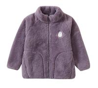 Mjjsk Veste polaire pour enfants garçons filles Sherpa fermeture éclair intégrale manteaux d'hiver chauds en peluche mignon vêtements d'extérieur animaux broderie veste d'automne, violet, 13-14 ans
