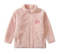 Mjjsk Veste polaire pour enfants garçons filles Sherpa fermeture éclair intégrale manteaux d'hiver chauds en peluche mignon vêtements d'extérieur animaux broderie veste d'automne, rose, 13-14 ans
