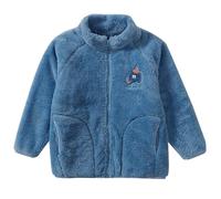 Mjjsk Veste polaire pour enfants garçons filles Sherpa fermeture éclair intégrale manteaux d'hiver chauds en peluche mignon vêtements d'extérieur animaux broderie veste d'automne, bleu, 12-13 ans