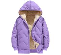 Mjjsk Vestes doublées en polaire pour filles, manteau d'hiver chaud, veste à capuche matelassée et rembourrée, manteau léger pour adolescents, parka pour enfants', violet, 15-16 ans