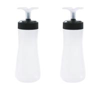 MJLOMJ Lot de 2 flacons compressibles de 350 ml avec buse et bouchon, distributeur de sauce pour ketchup, miel, barbecue, vinaigrette, glaçage, artisanat, colle (noir, trou unique)