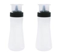 MJLOMJ Lot de 2 flacons compressibles de 350 ml avec buse et bouchon, distributeur de sauce pour ketchup, miel, barbecue, vinaigrette, glaçage, artisanat, colle (noir, cinq trous)