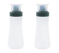 MJLOMJ Lot de 2 flacons compressibles de 350 ml avec buse et bouchon, distributeur de sauce pour ketchup, miel, barbecue, vinaigrette, glaçage, artisanat, colle (vert, cinq trous)
