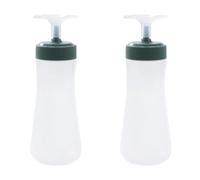 MJLOMJ Lot de 2 flacons compressibles de 350 ml avec buse et bouchon, distributeur de sauce pour ketchup, miel, barbecue, vinaigrette, glaçage, artisanat, colle (vert, trou unique)