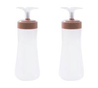 MJLOMJ Lot de 2 flacons compressibles de 350 ml avec buse et bouchon, distributeur de sauce pour ketchup, miel, barbecue, vinaigrette, glaçage, artisanat, colle (marron, trou unique)