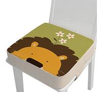 MJLOMJ Rehausseur de Chaise pour Bébé Lavable Antidérapant Enfant Siège Réhausseur pour Repas 2 en 1 Confortable Amovible Coussin de Chaise Haute avec Boucle de Sécurité, Coton et Lin,Lion,10cm