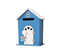 MJMLUCK Boîte aux Lettres en Bois épais avec Serrure, Porte Ouverte, charnières métalliques, entrées Plus Larges, boîtes à Colis murales avec Crochets (Bleu 26,4 x 15 x 36,8 cm)