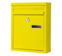 MJMLUCK Boîte aux Lettres verrouillable en tôle galvanisée avec hublot et Ouverture complète, Fixation Murale, 4 Trous (Jaune)