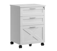 MJMLUCK Classeur en Bois sécurisé à 3 tiroirs avec Serrure - Classeur Mobile à roulettes sous Bureau, Organisateur de Rangement Durable, Compatible avec Les formats Lettre/Légal/A4, Support d'imprim