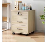 MJMLUCK Classeur Mobile à 3 tiroirs, Rangement sous Bureau avec Serrure, Plateau en Bois de 37 cm (14,5 Pouces), Petit classeur à roulettes pour Bureau à Domicile, Rangement de Maquillage, Format Le