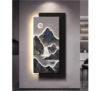 MJMLUCK Décoration Murale Moderne à LED 3D, Sculpture Murale de Paysage texturé en grès, œuvre d'art Lumineuse à Suspendre sur Prise pour Salon ou Chambre (L 19,7 x 39,4 po)