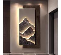 MJMLUCK Décoration Murale Moderne à LED 3D, Sculpture Murale de Paysage texturé en grès, œuvre d'art Lumineuse à Suspendre sur Prise pour Salon ou Chambre (A 23,6 x 47,2 po)